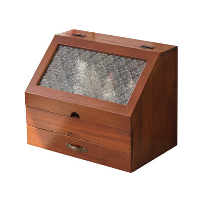 Gabinete de Almacenamiento Cosmético Vintage Madera con Doble Cajón - Image 5