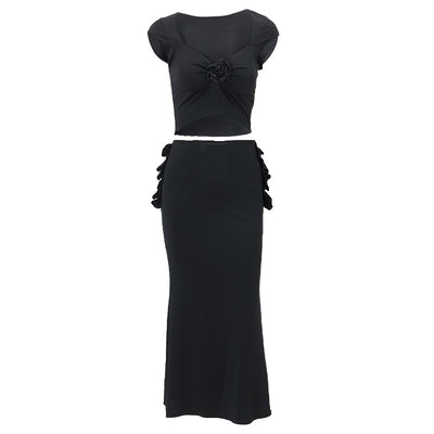 Vestido Midi Ajustado con Mangas Cortas y Volantes - Image 4