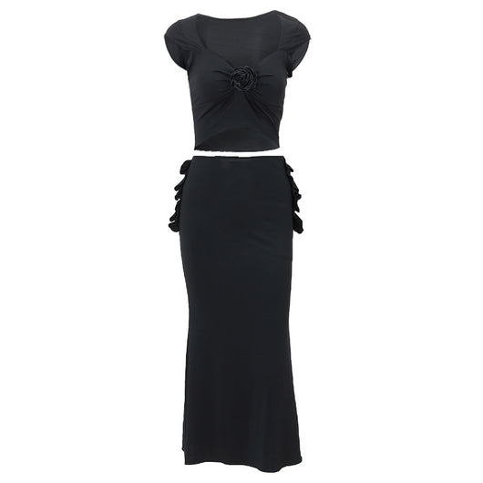 Vestido Midi Ajustado con Mangas Cortas y Volantes - Image 4