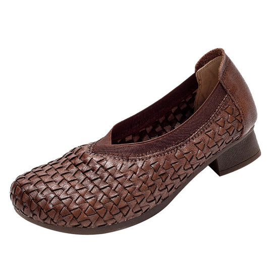 Zapatos de Cuero Retro con Tacón Bajo para Mujer - Image 2