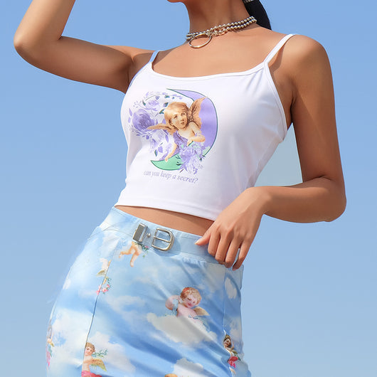 Top Espalda Abierta Estampado Ángel - Diseño Sexy Tendencia Europa - Image 3