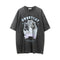 Camiseta Estampado Gatito Efecto Desgastado Manga Corta para Hombre