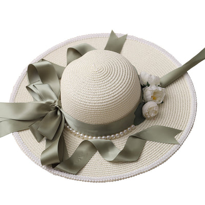 Sombrero de Paja para Mujer con Protección Solar y Lazo Decorativo - Image 6