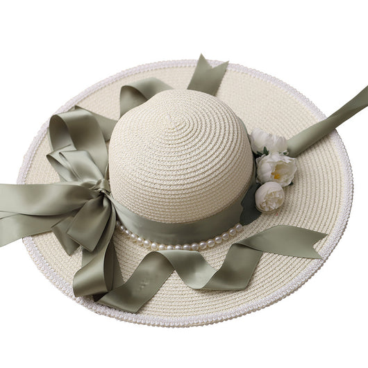 Sombrero de Paja para Mujer con Protección Solar y Lazo Decorativo - Image 6