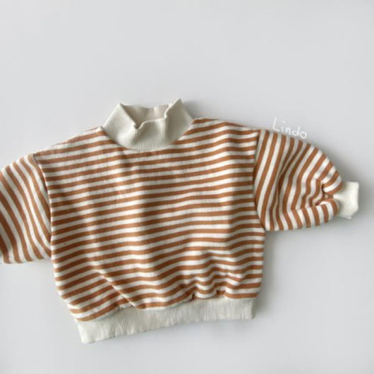Sudadera Suelta a Rayas con Cuello Alto - Image 2