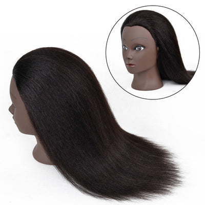 Cabeza Maniquí Profesional con Cabello Real Piel Oscura - Image 3