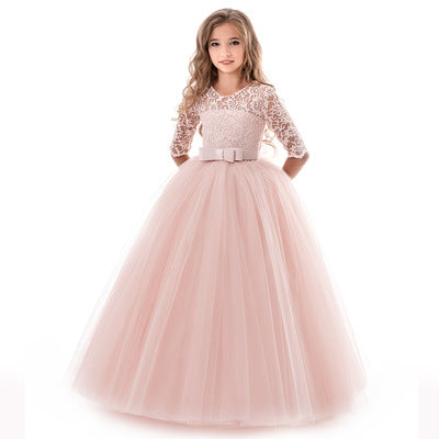 Vestido Infantil de Manga Larga para Dama de Honor - Falda Floral Elegante - Image 8