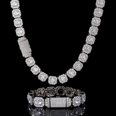 Cadena Hip Hop Cuadrada de Piedra de Caramelo - Collar y Pulsera - Image 101