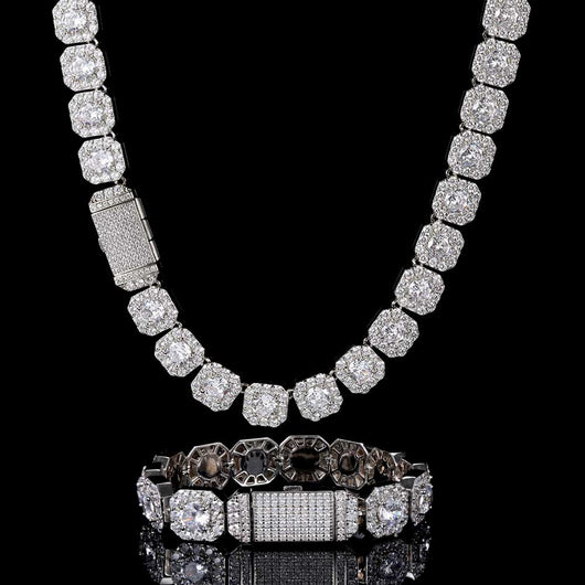 Cadena Hip Hop Cuadrada de Piedra de Caramelo - Collar y Pulsera - Image 101