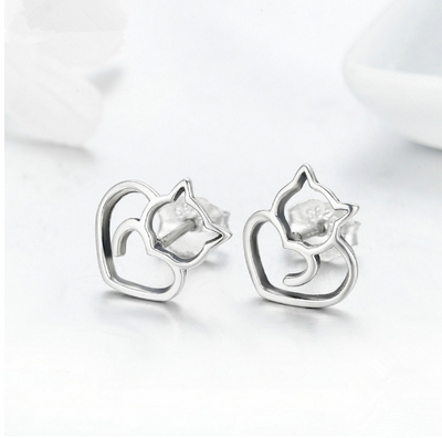 Aretes de Plata Gato Hueco Mujer Plata 925 - Image 4