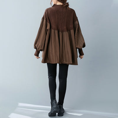 Blusa Occidental Holgada con Mangas Farol y Costuras Tejidas - Talla Grande - Image 12