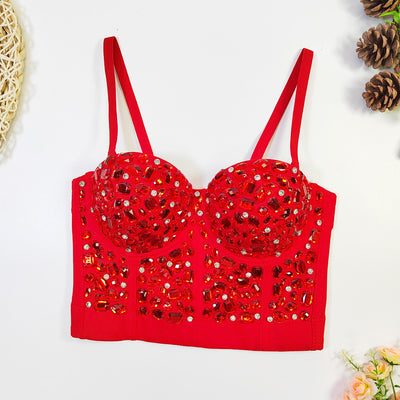 Top Corto Beaded con Diamantes - Estilo Hot Girl Elegante - Image 2