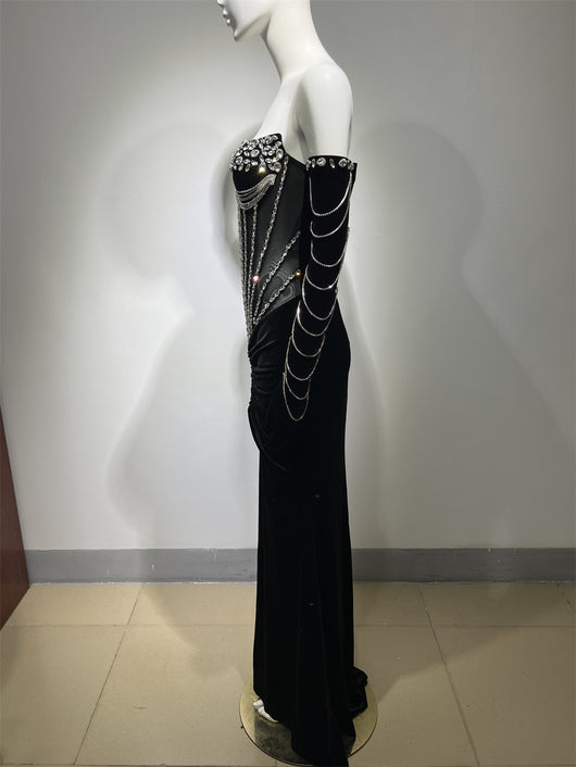 Vestido Largo con Pliegues y Abertura en Piso - Image 13