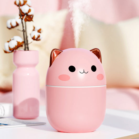 Three cute cat-shaped humidifiers in white, green, and pink, each with three filter sticks. - Image 14