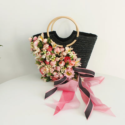 Sombrero de Paja Artesanal con Ala Ancha y Flores para Mujer - Image 30