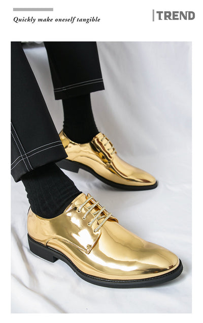 Zapatos de Cuero Brillante con Punta Afilada Estilo Británico para Hombre - Image 9