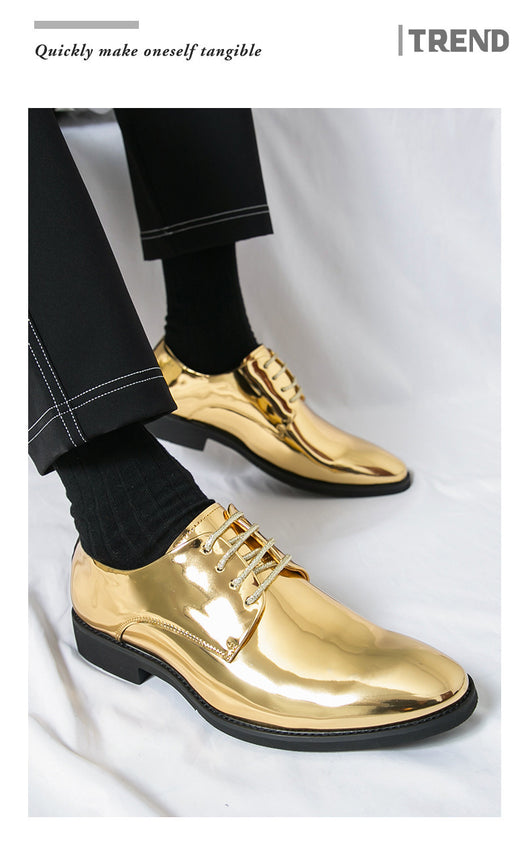 Zapatos de Cuero Brillante con Punta Afilada Estilo Británico para Hombre - Image 9