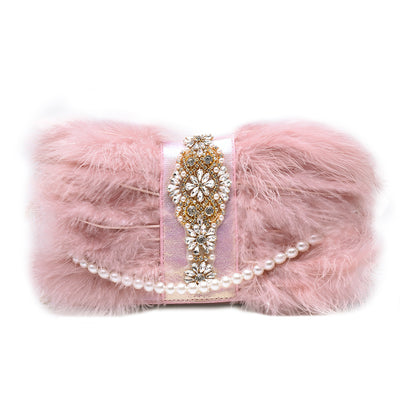 Bolso de Noche Elegante con Cadena de Perlas y Diamantes - Image 4
