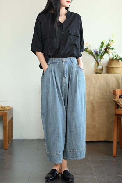 Pantalón Cropped Ancho de Tencel y Algodón para Tallas Grandes - Image 22