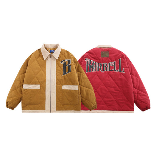 Abrigo Térmico Acolchado Hombre Estilo Retro Solapas Anchas