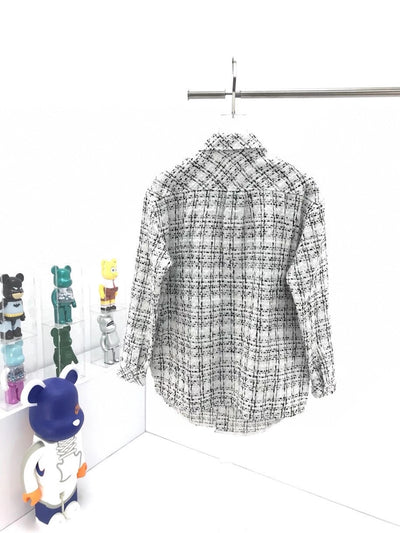 Camisa de Cuadros con Hilo Plateado Tejido para Hombre y Mujer - Image 15
