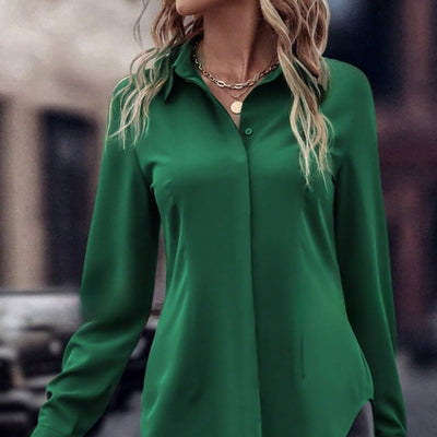 Blusa Ejecutiva Solapa Satinada Manga Larga Slim Fit para Mujer - Image 3
