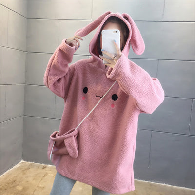 Suéter Hoodie de Lana Cordero con Orejas Largas Adorables - Image 6