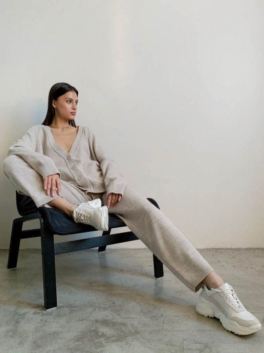 Conjunto de Suéter Holgado Manga Media para Invierno Mujer - Image 22