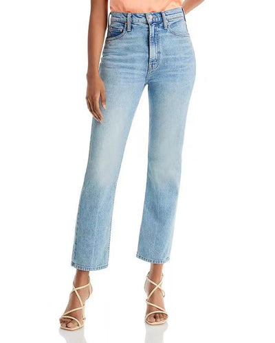 Jeans Skinny Cintura Alta Azul Claro Corte Recto Crop para Mujer - Image 8