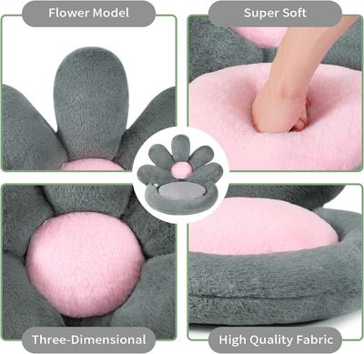 Cojín Nido Redondo para Gatos y Gamers - Asiento Floral Kawaii 19 Pulgadas Gris - Image 11