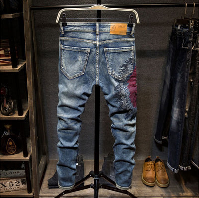 Jeans Slim Fit Rasgados con Bordados para Hombre - Image 7