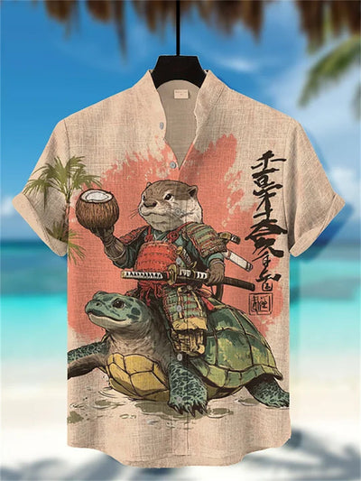 Polo Estampado Manga Corta con Cuello Alzado para Hombre - Image 3
