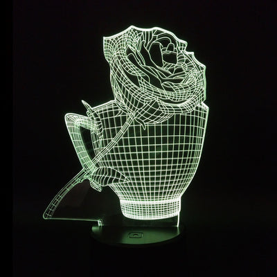 Lámpara Nocturna Rosa 3D con Efecto Floral - Image 3
