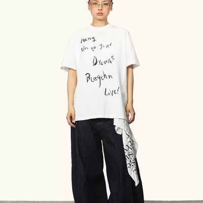 Camiseta Manga Corta Cuello Redondo con Letras Cursivas para Mujer Verano - Image 10