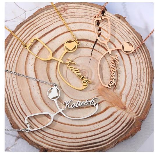 Collar Estetoscopio Personalizado en Acero Inoxidable para Mujer