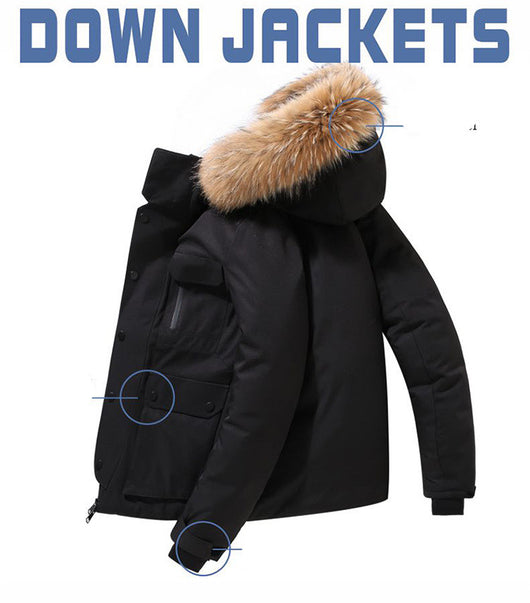 Chamarra de Invierno Acolchada para Hombre con Capucha y Cuello de Piel Sintética - Image 5