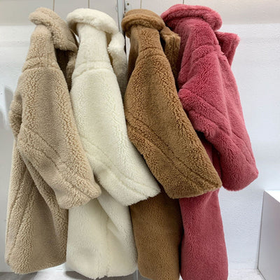 Abrigo de Lana para Mujer con Cuello de Peluche Sintético Largo - Image 4