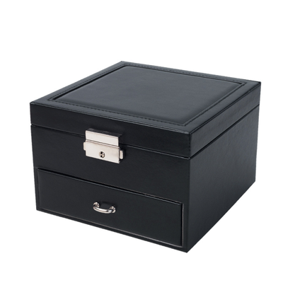 Caja Joyero Doble de Cuero PU Europeo - Organizador Elegante para Joyas - Image 2