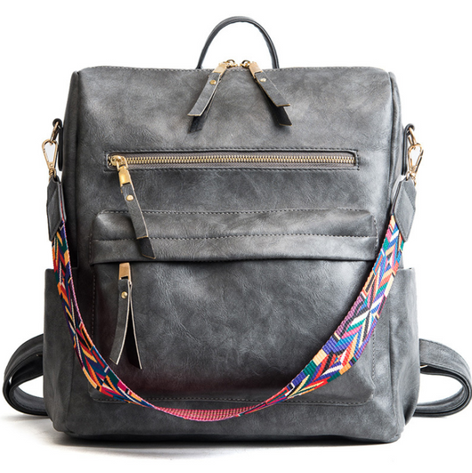Mochila Retro Universitaria de Cuero Suave - Capacidad Grande Estilo Casual - Image 8