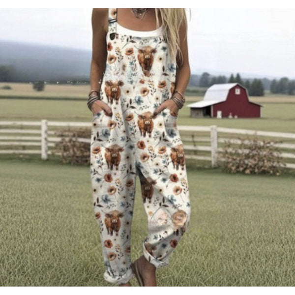 Pantalón Casual de Tiro Alto con Tirantes y Estampado Digital - Image 3