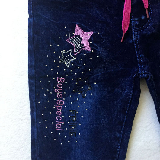 Jeans Ajustados para Niña con Cordones y Bordado de Diamantes - Image 3