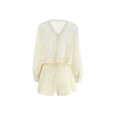 Conjunto de Malla Transpirable para Mujer - Blusa y Shorts Sueltos - Image 5
