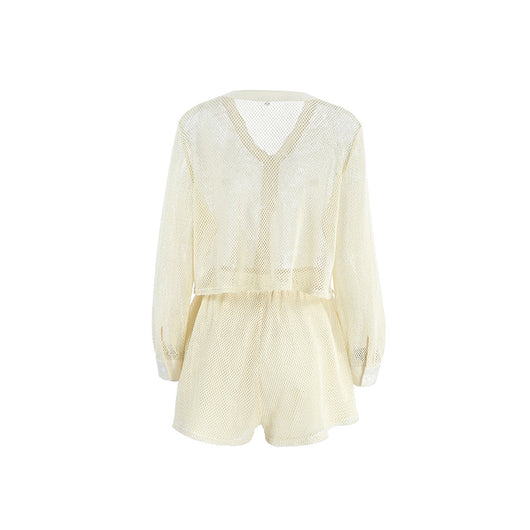 Conjunto de Malla Transpirable para Mujer - Blusa y Shorts Sueltos - Image 5