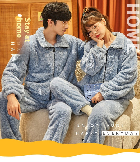 Pijama Térmico de Pareja en Franela Gruesa con Cierre - Image 19