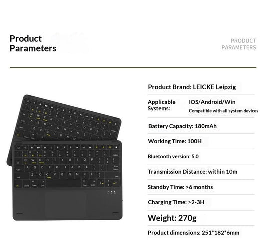 Teclado Bluetooth con Control Táctil Compatible con Tablets - Image 10