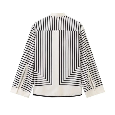 Blusa Rayada con Escote Redondo y Aberturas Laterales para Mujer - Image 16