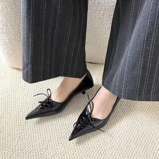 Zapatos de Tacón Grueso con Moño - Slip-on Cómodos y Elegantes - Image 3