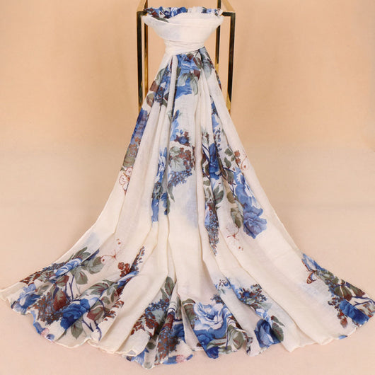 Pañuelo Gasa Balinés con Estampado Floral - Diseño Exclusivo