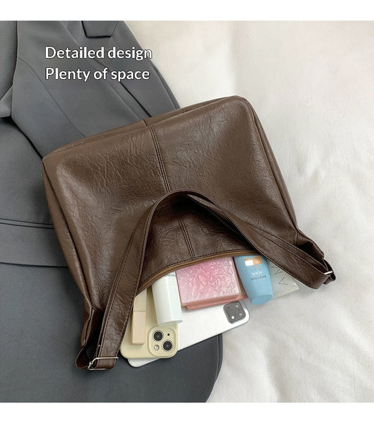 Bolsa Retro para Mujer de Gran Capacidad en Colores Sólidos - Image 13