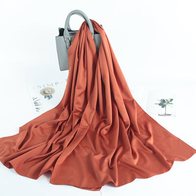 Pañuelo Satinado Liso de Estilo Malayo - Chal Casual Versátil - Image 27